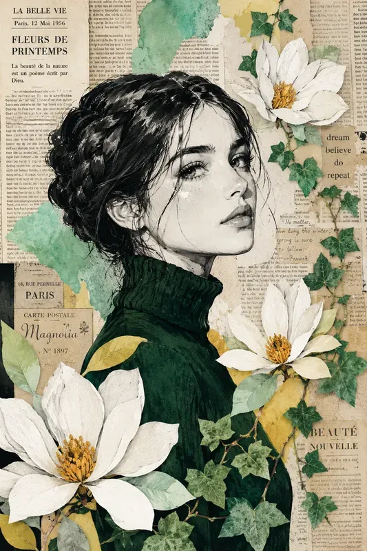 Vintage Newspaper Botanical Collages