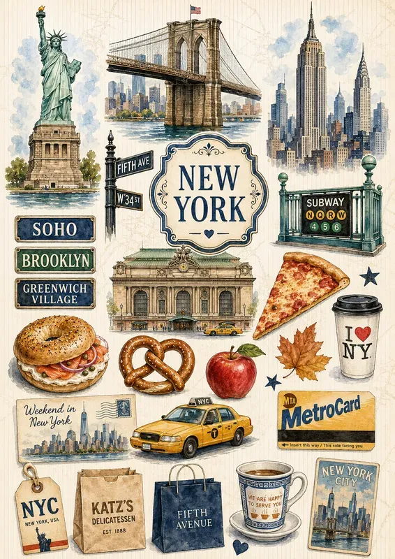 Watercolor City Travel Ephemera