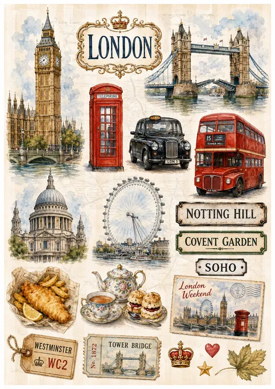 Watercolor City Travel Ephemera