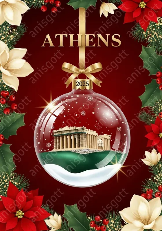 Glamour Christmas Bauble Travel Posters