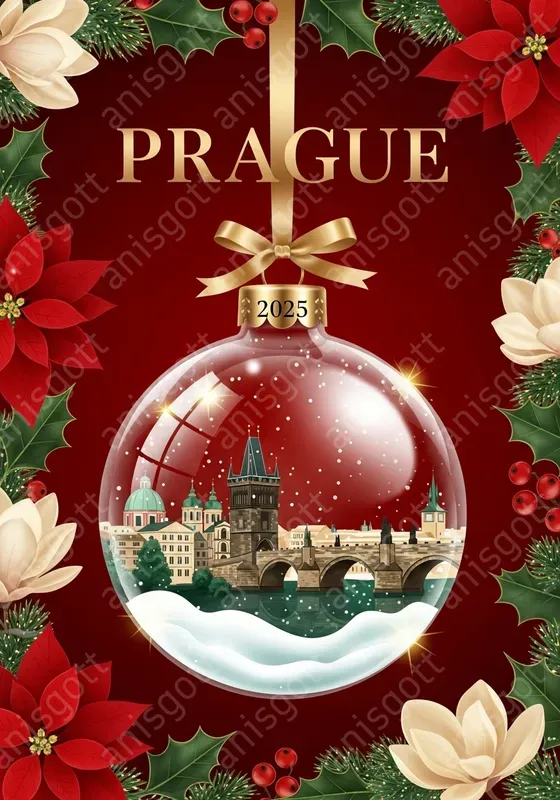 Glamour Christmas Bauble Travel Posters