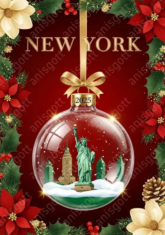 Glamour Christmas Bauble Travel Posters