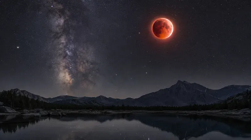 Cinematic Blood Moon Lunar Eclipse Art