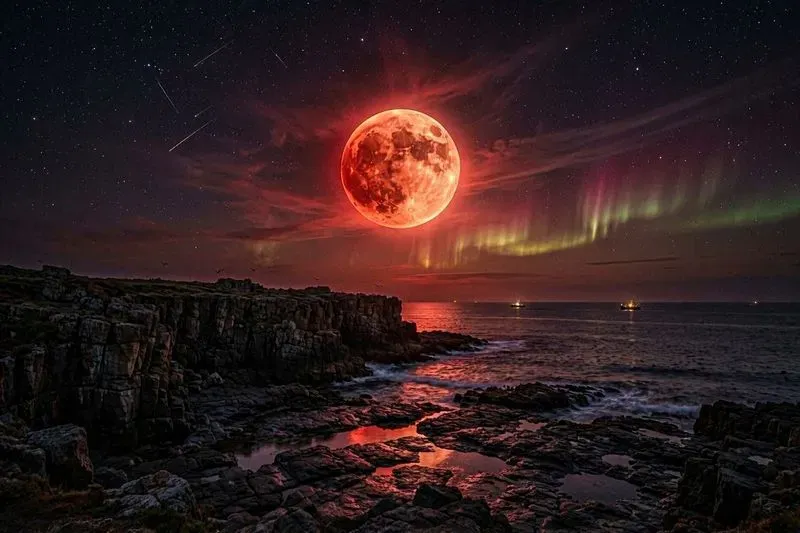 Cinematic Blood Moon Lunar Eclipse Art