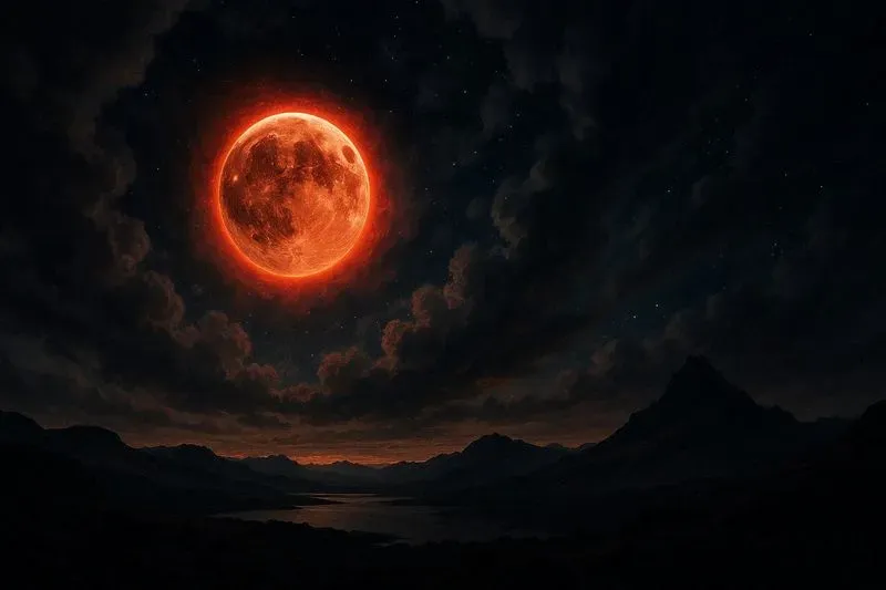Cinematic Blood Moon Lunar Eclipse Art