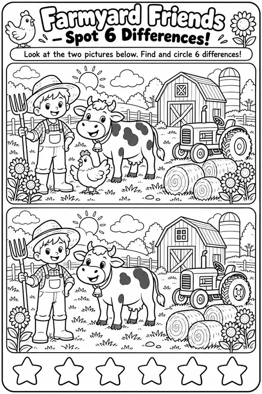 Kids Spotthedifference Activity Sheets