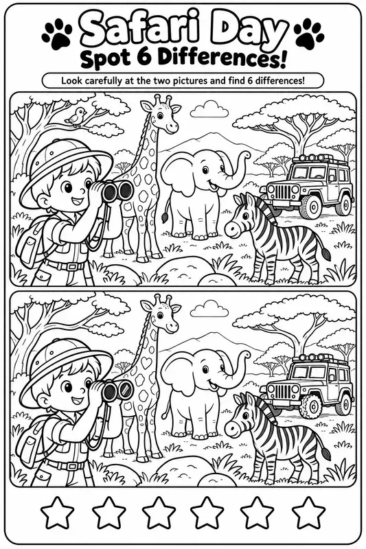 Kids Spotthedifference Activity Sheets
