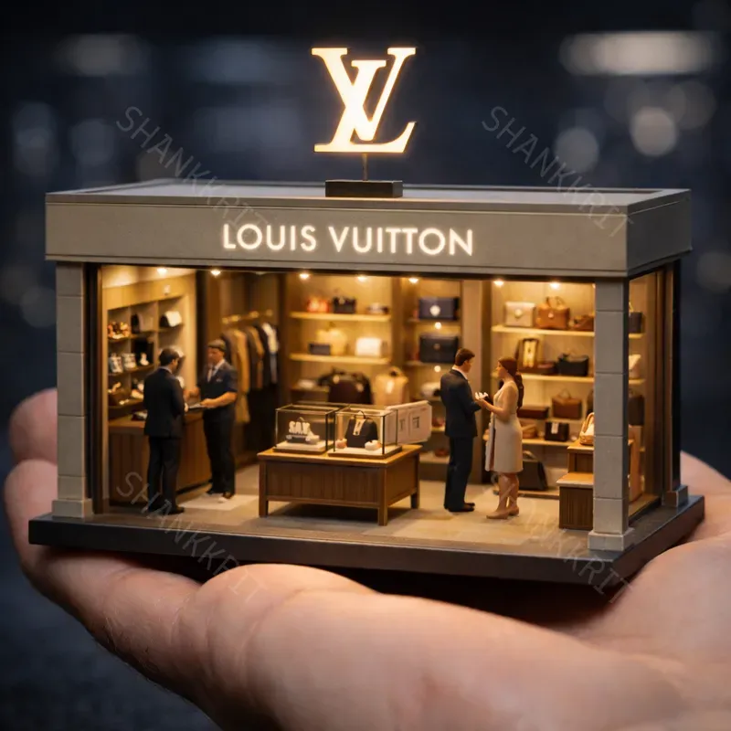 Miniature Luxury Brand Stores With Logos
