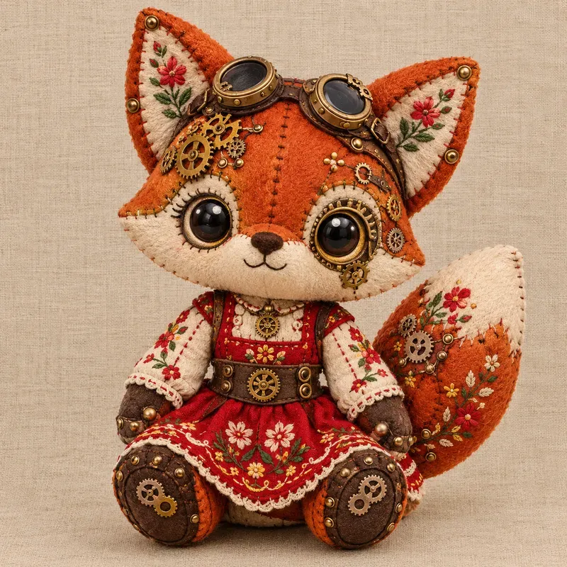 Mechanical Folk Embroidery Patches
