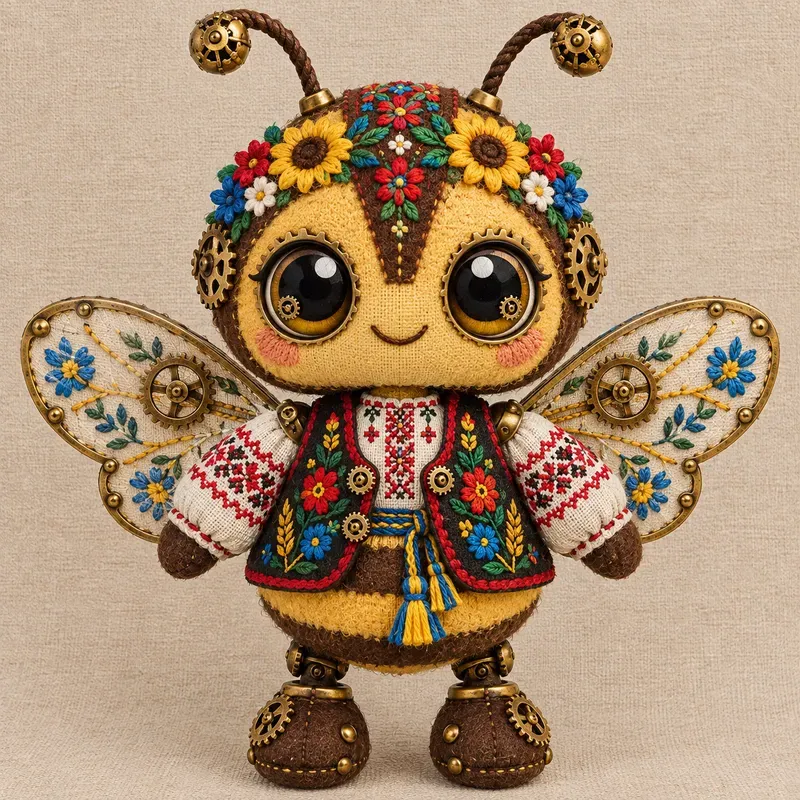 Mechanical Folk Embroidery Patches