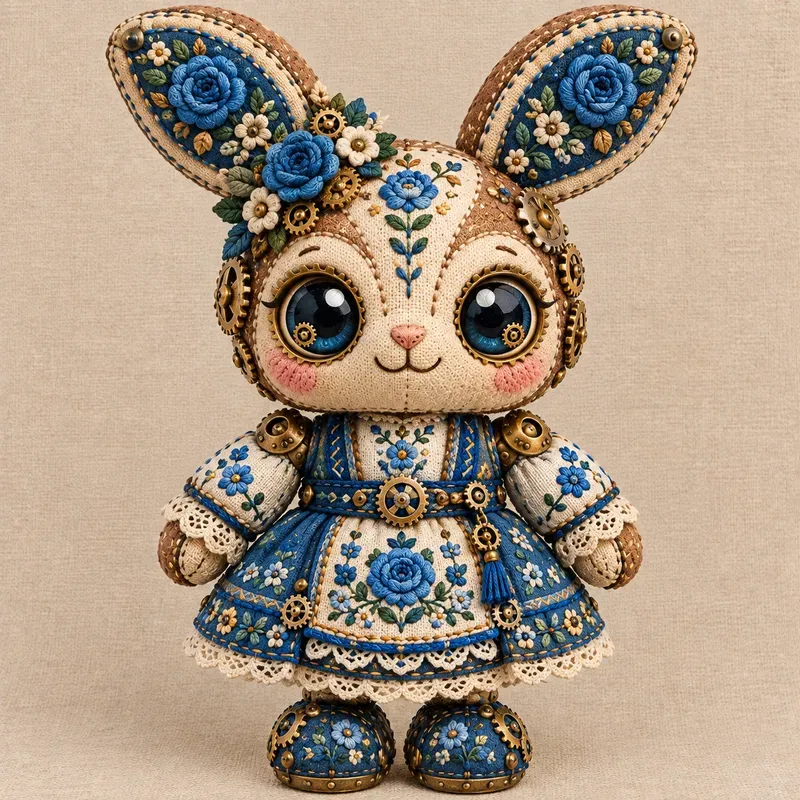 Mechanical Folk Embroidery Patches