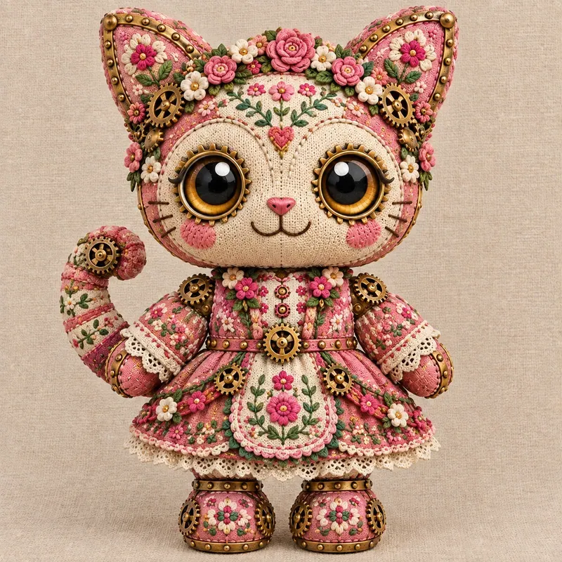 Mechanical Folk Embroidery Patches