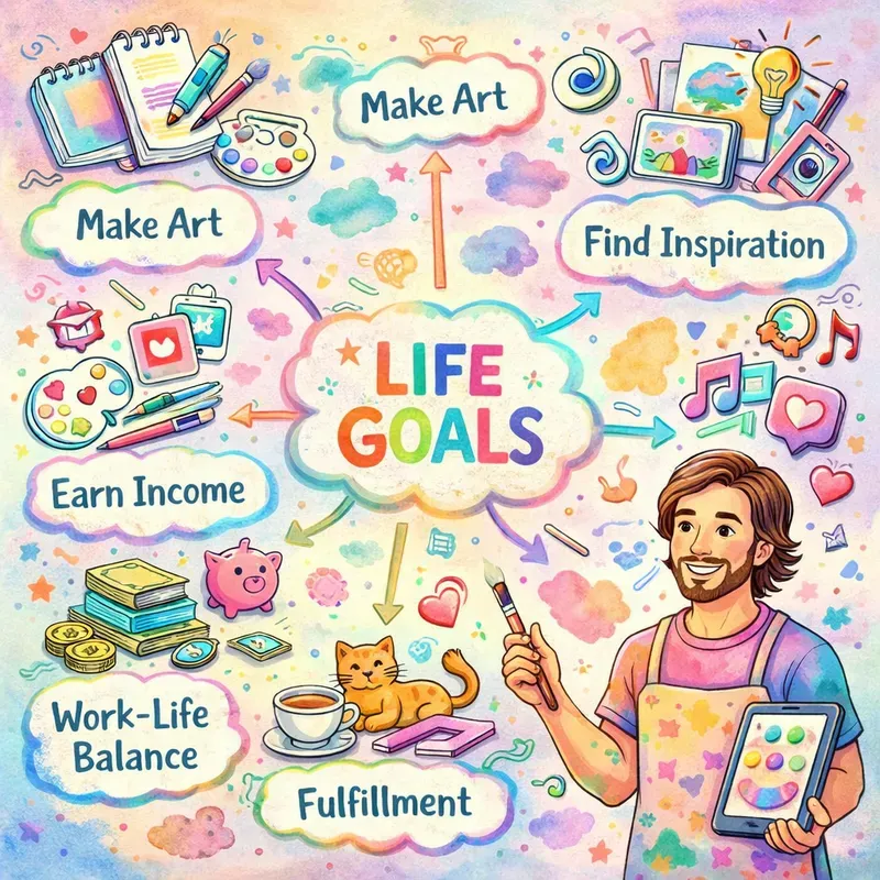 Colorful Life Goals Mind Map Art