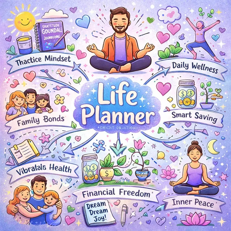 Colorful Life Goals Mind Map Art