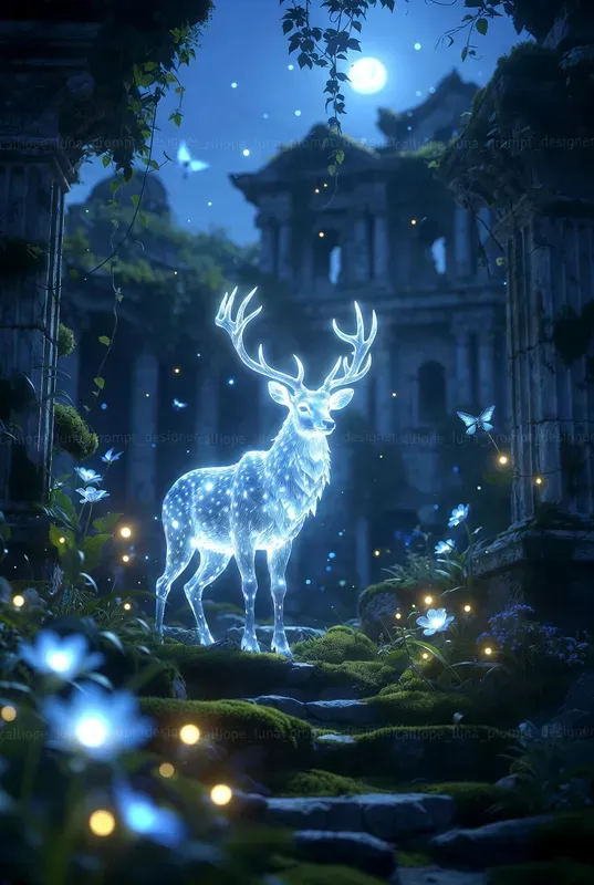 Mystical Creatures In Overgrown Ruins