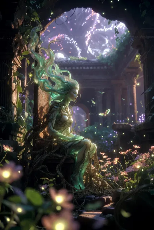 Mystical Creatures In Overgrown Ruins