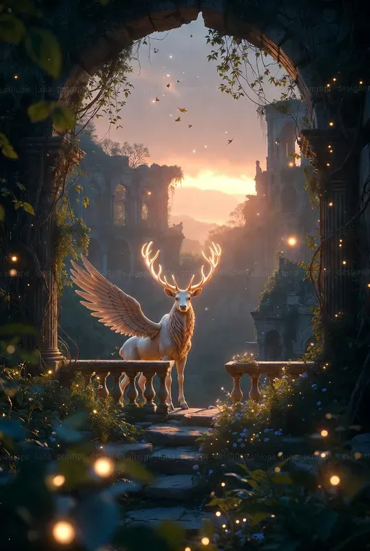 Mystical Creatures In Overgrown Ruins