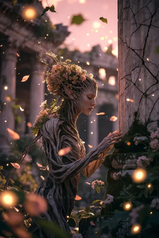 Mystical Creatures In Overgrown Ruins