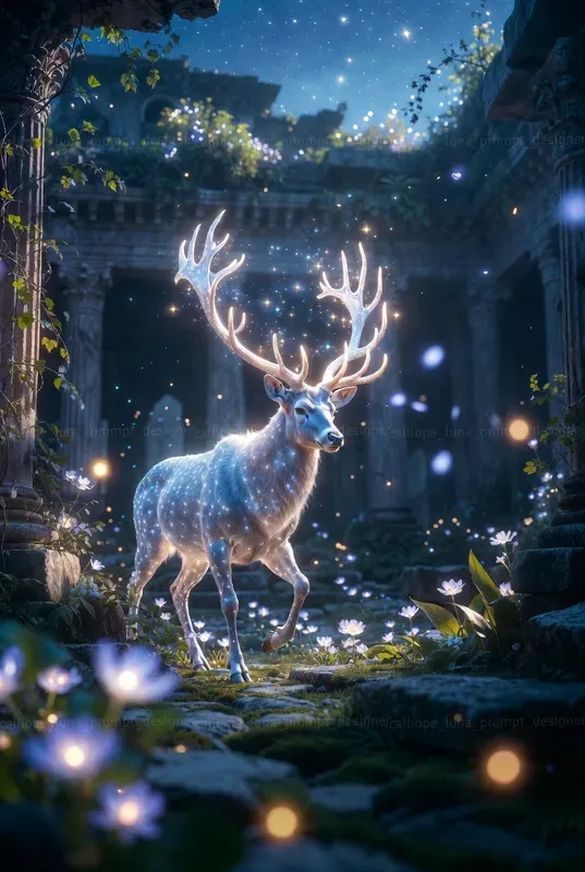 Mystical Creatures In Overgrown Ruins