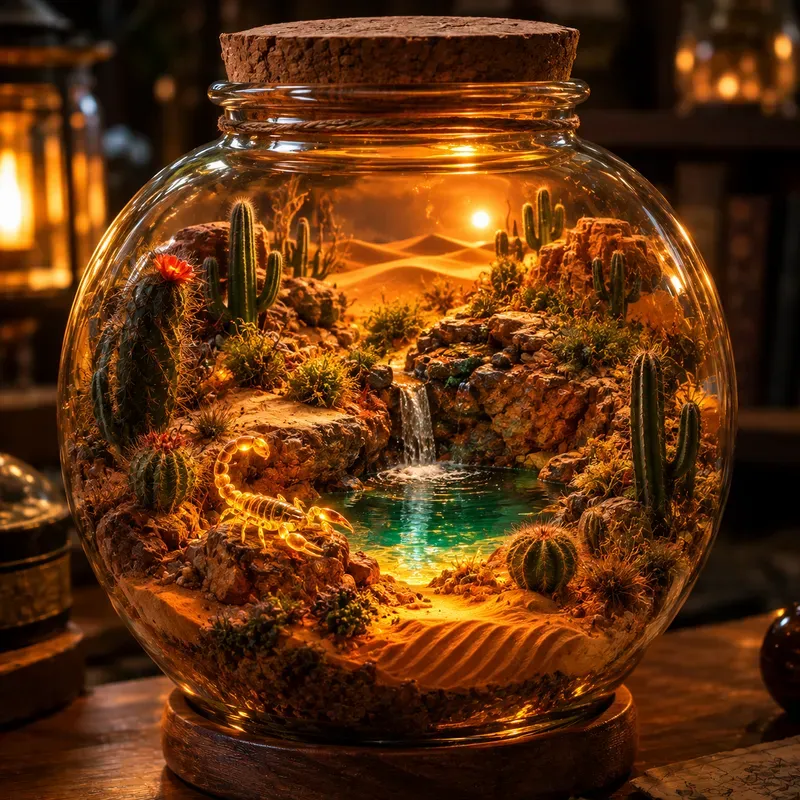 Glass Terrarium Ecosystem Art