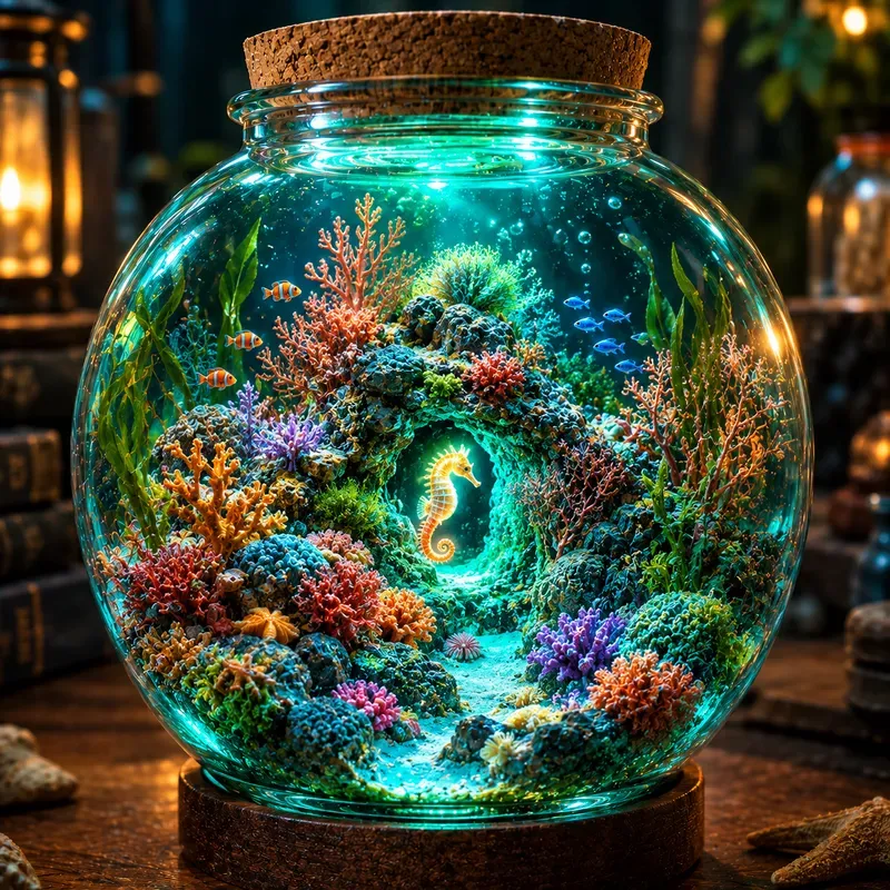 Glass Terrarium Ecosystem Art