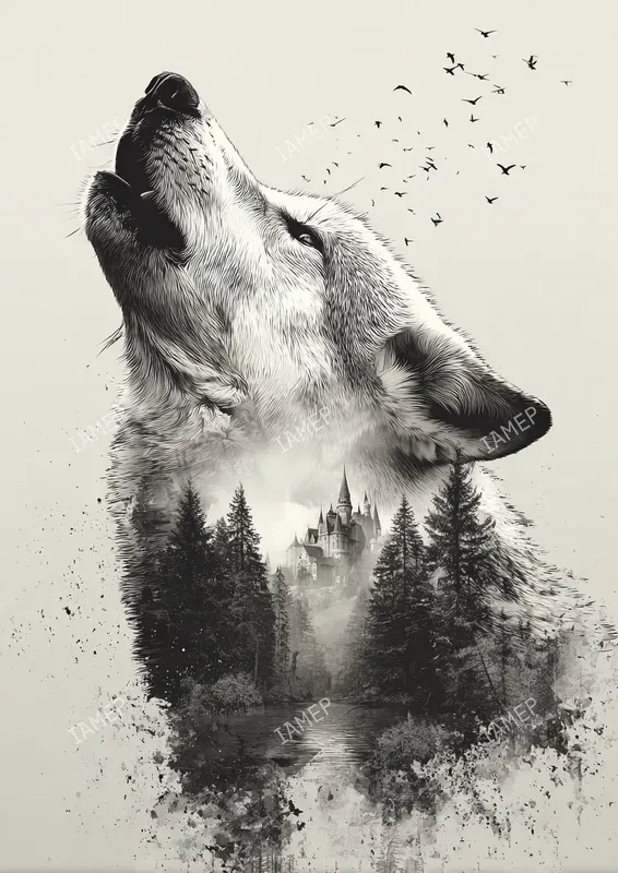 Double Exposure Black And White Art