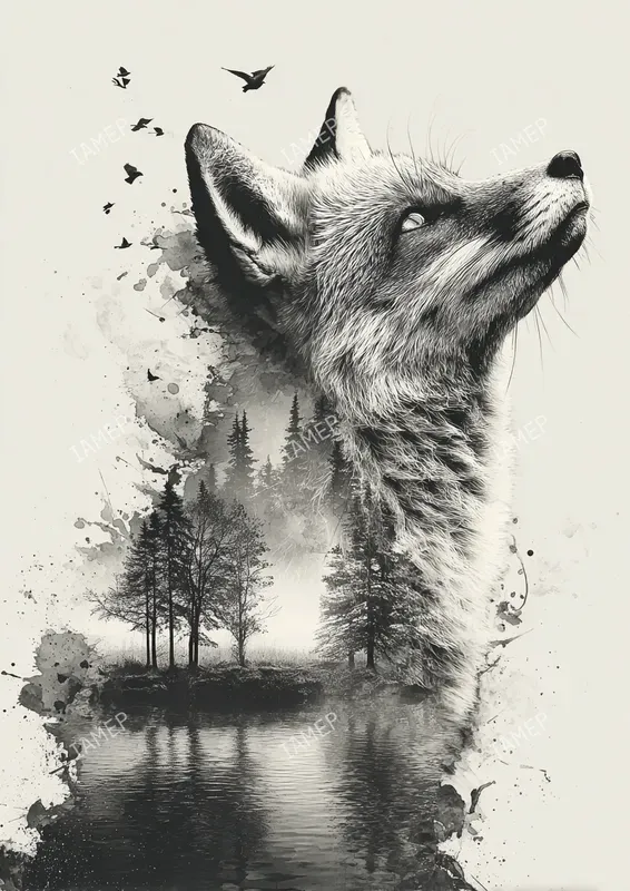 Double Exposure Black And White Art