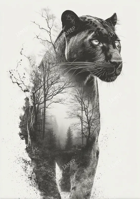 Double Exposure Black And White Art