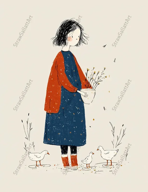 Playful Daily Life Line Art Illustrations
