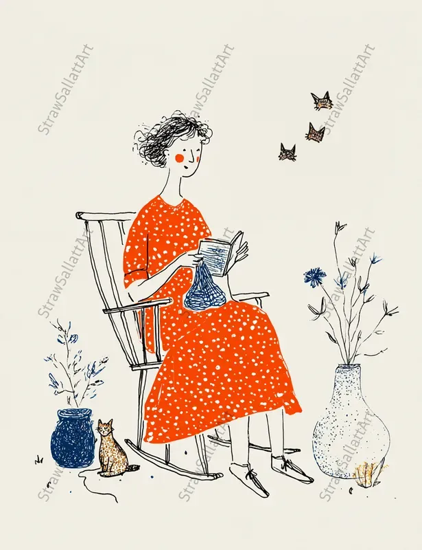 Playful Daily Life Line Art Illustrations