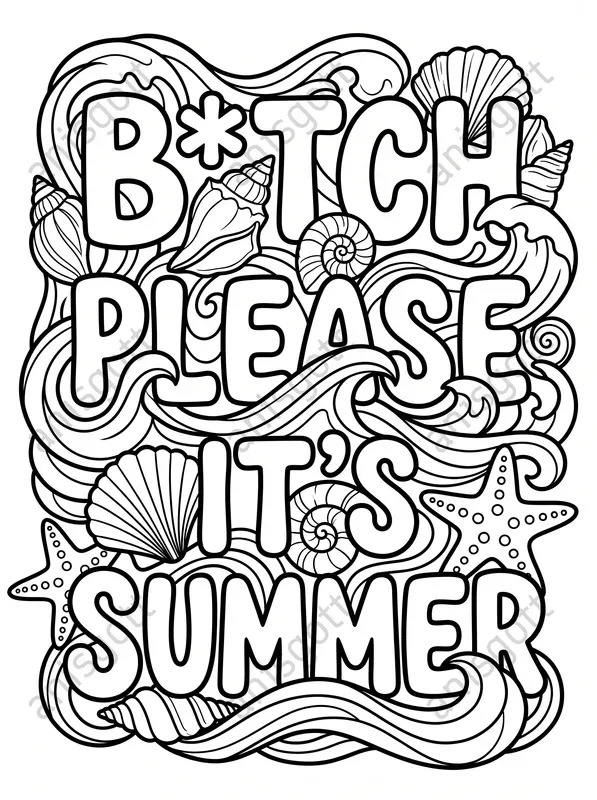 Adult Swear Word Summer Coloring Pages