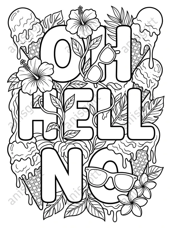 Adult Swear Word Summer Coloring Pages