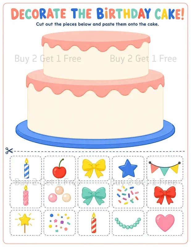Kids Cut And Paste Decorating Worksheets