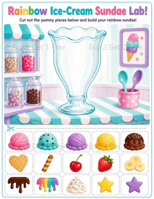 Kids Cut And Paste Decorating Worksheets