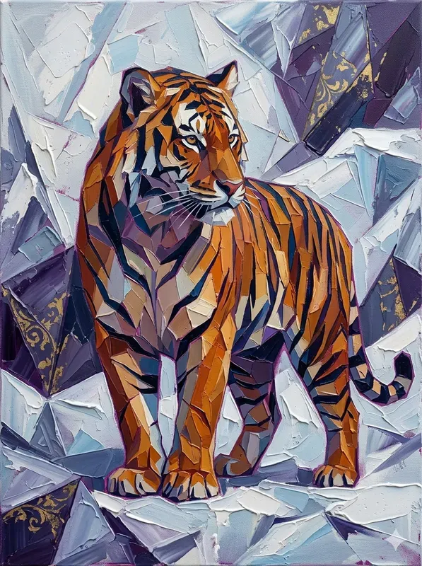 Impasto Cubist Animal Abstract Art