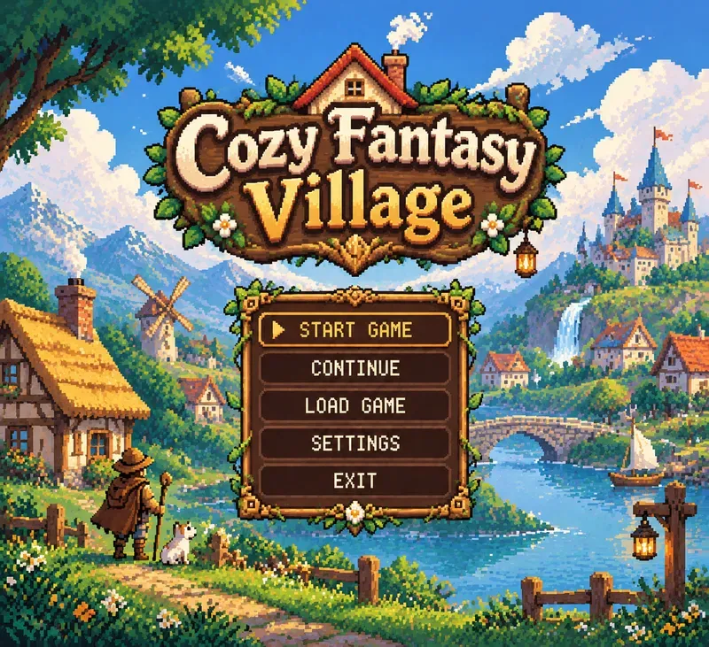 8bit RPG Main Menu UI Generator