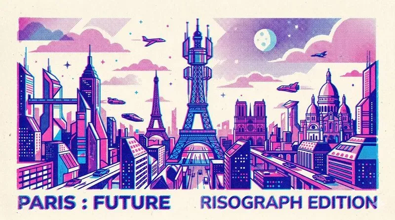 Retrofuturistic Risograph Illustrations