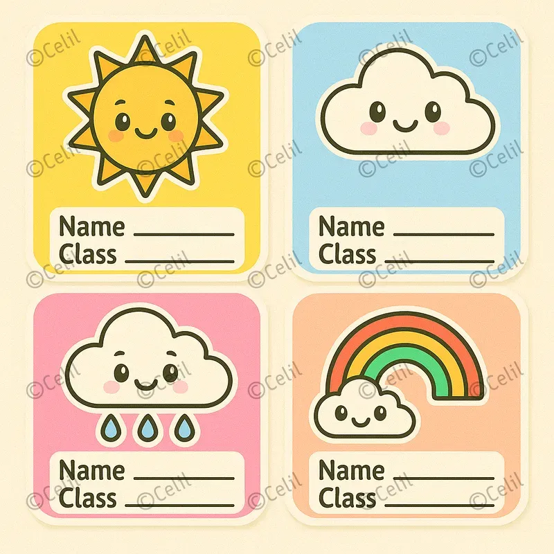 Cute Cartoon School Label Packs