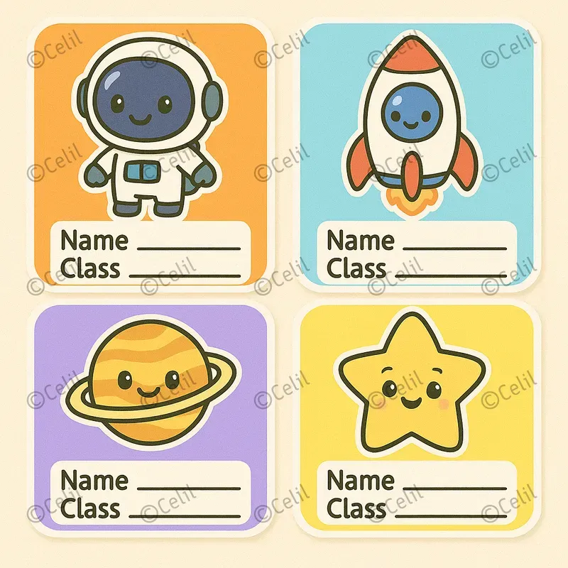 Cute Cartoon School Label Packs