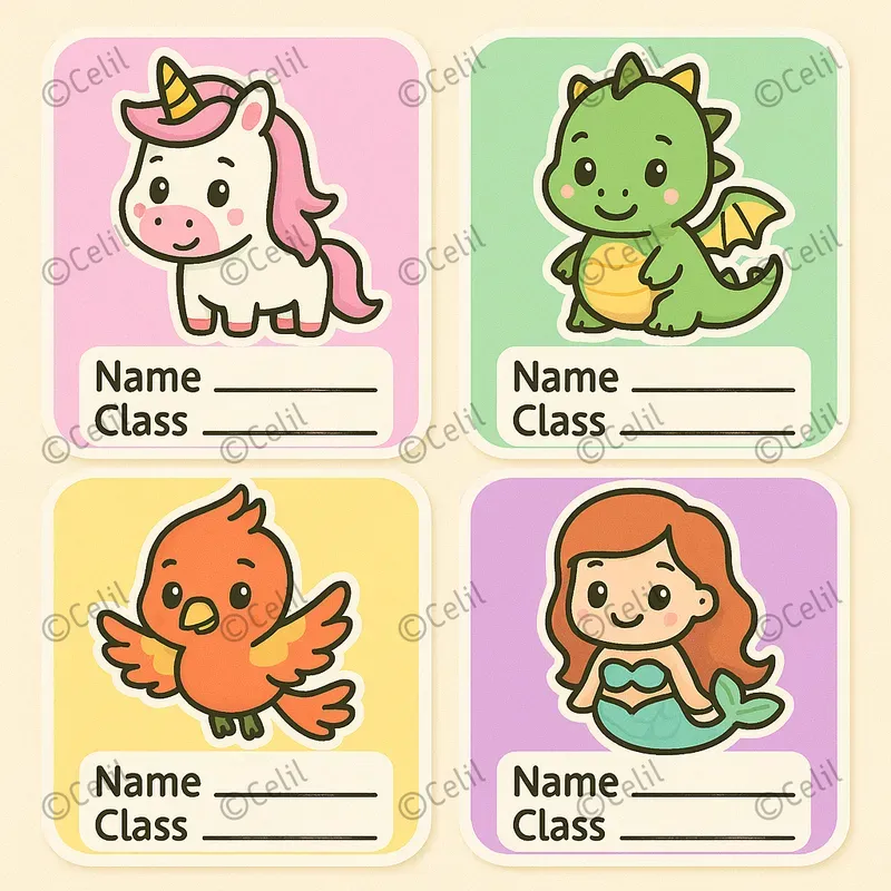 Cute Cartoon School Label Packs