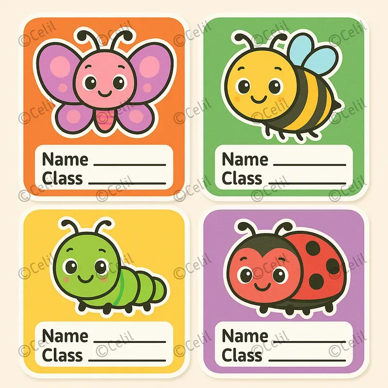 Cute Cartoon School Label Packs