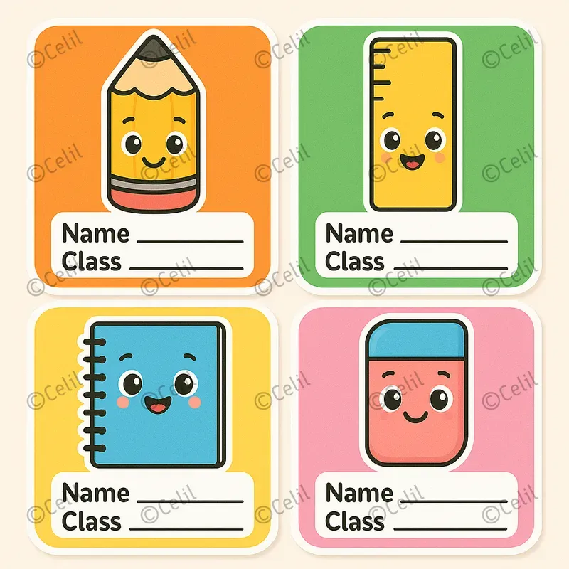 Cute Cartoon School Label Packs