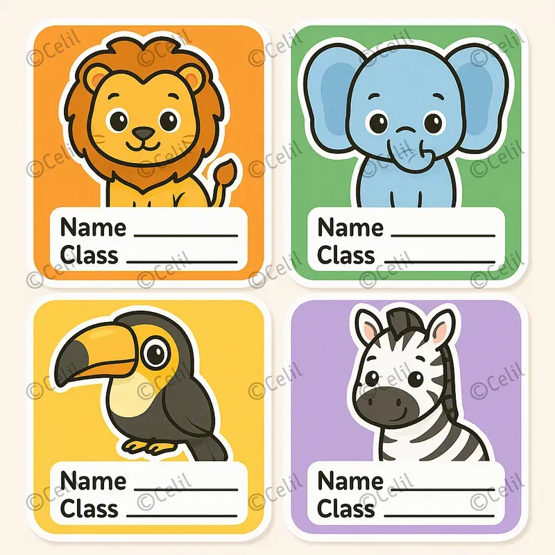 Cute Cartoon School Label Packs
