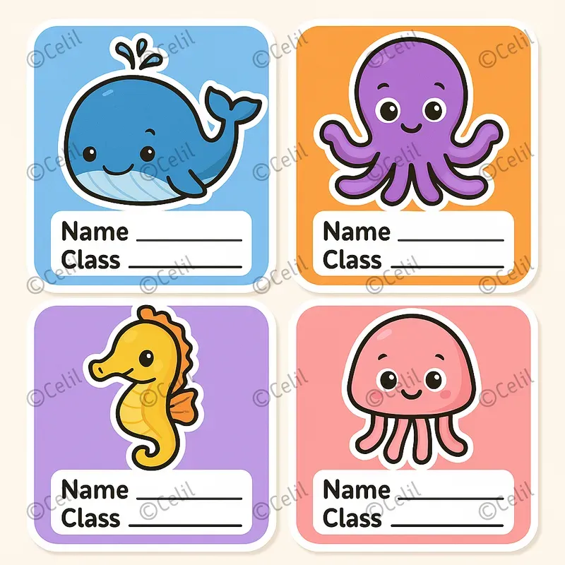 Cute Cartoon School Label Packs