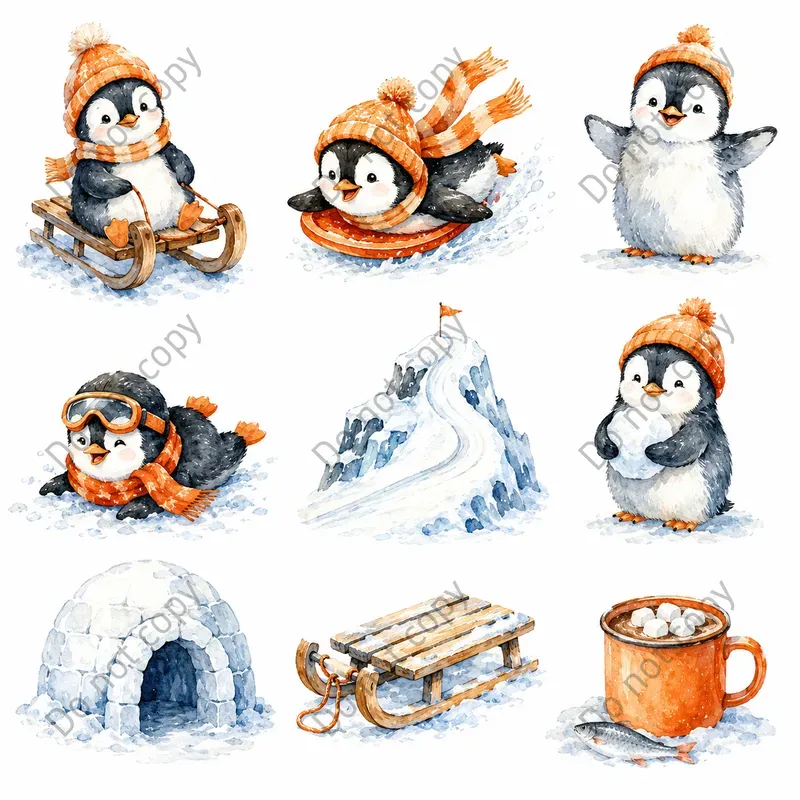 Watercolor Arctic Animal Cliparts