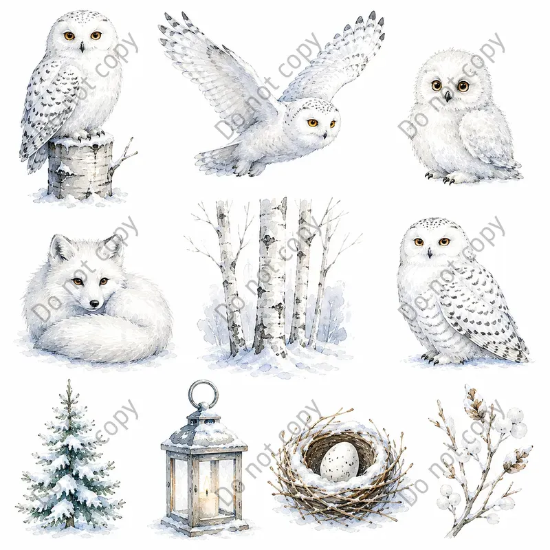 Watercolor Arctic Animal Cliparts