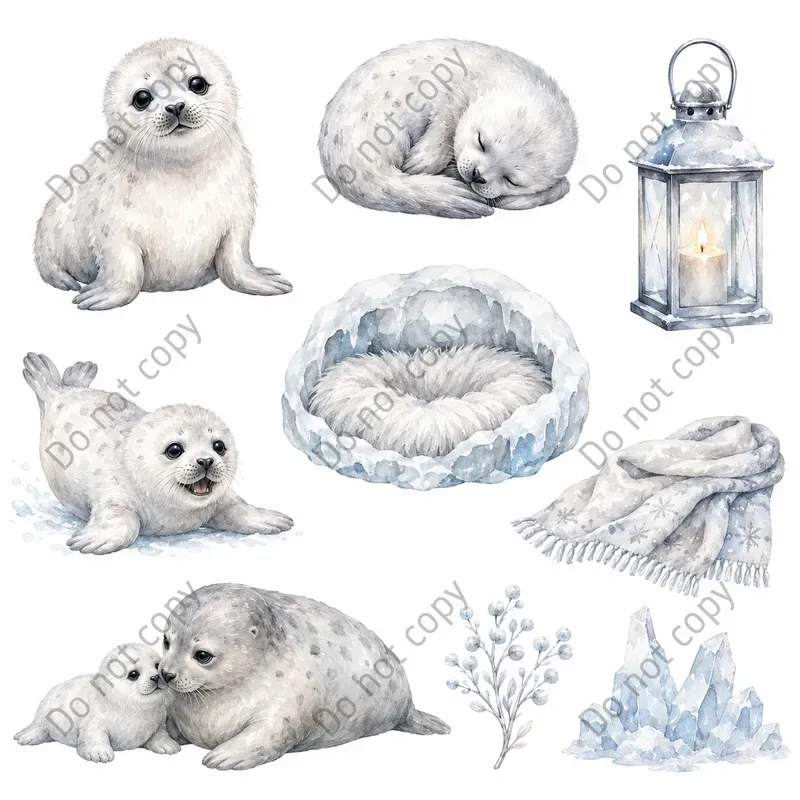Watercolor Arctic Animal Cliparts