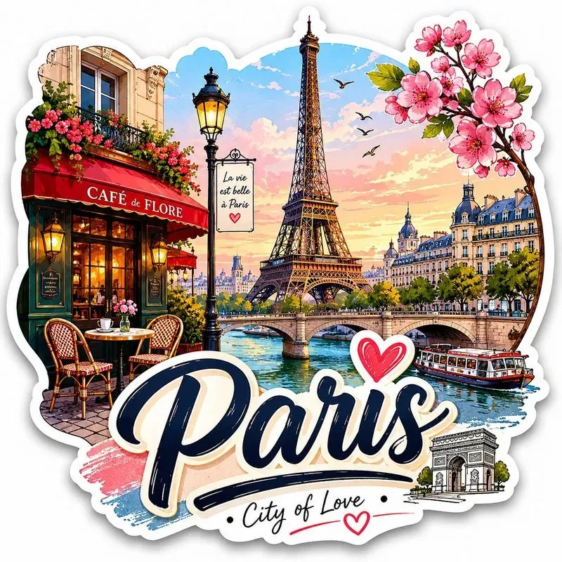 Travel City Sticker Illustrations