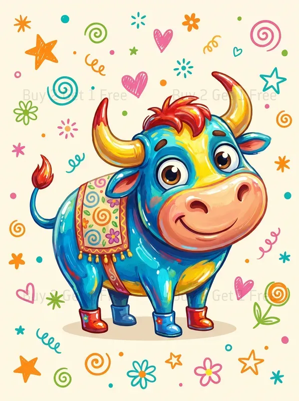 Shiny Cute Bulls Illustrations