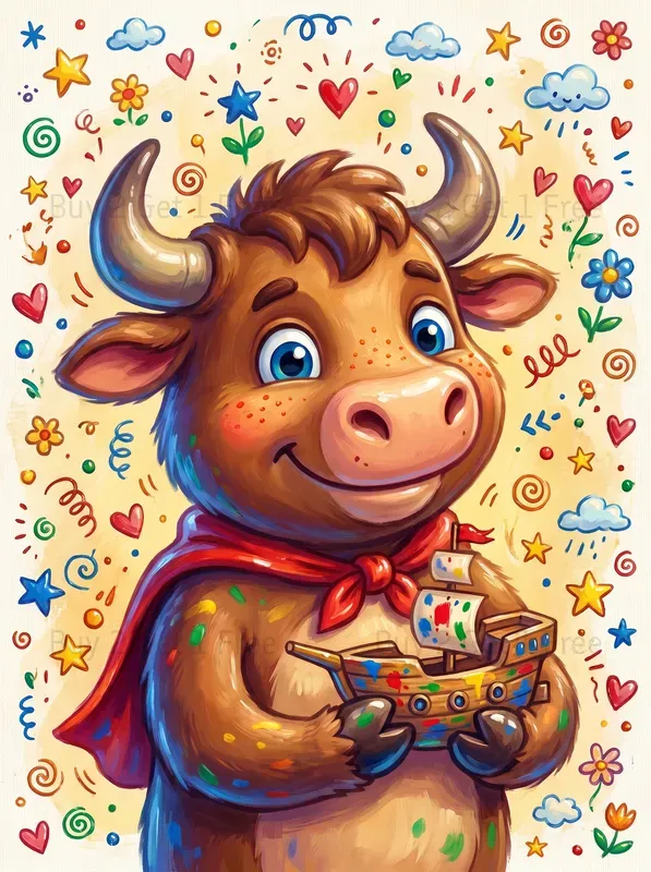 Shiny Cute Bulls Illustrations